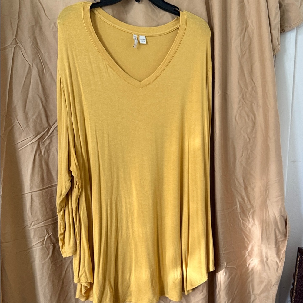 Cato Mustard V-Neck Blouse